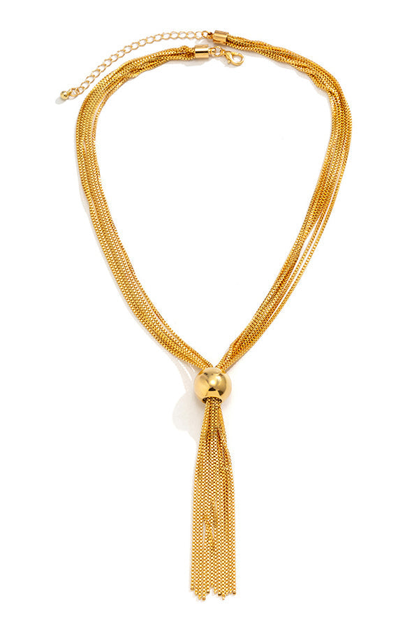 Geometric Ball Multi-layer Chain Stacked Simple Necklace