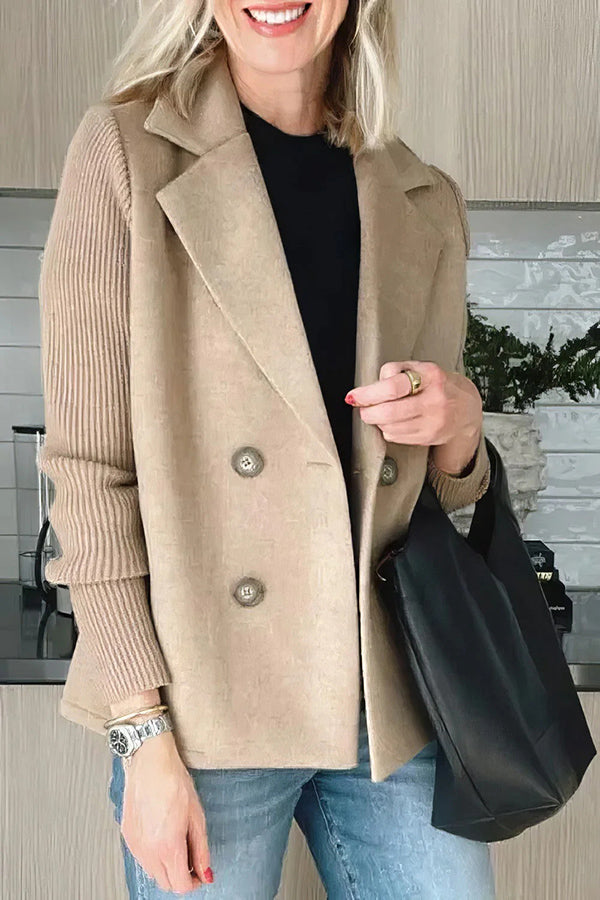 Fashion Lapel Stitching Long Sleeve Casual Button Loose Coat